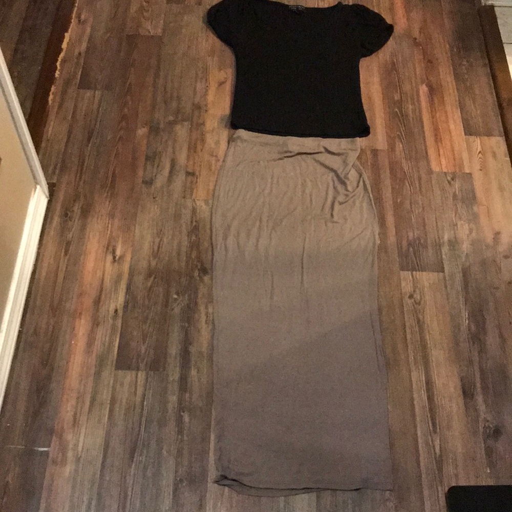 Ribbed top and maxi skirt